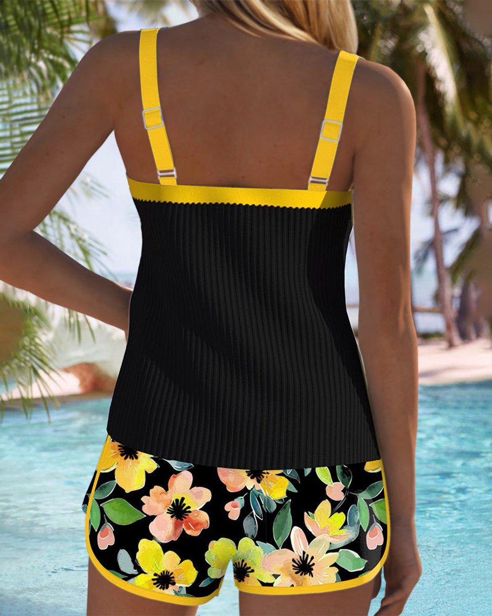 Lavisa - Women's Tummy Control Ribbed Tankini Set