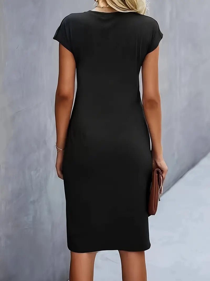 Women's Twist-Ruched Waist Cap Sleeve Bodycon Midi Dress - Variant Style 10 | Lavisa