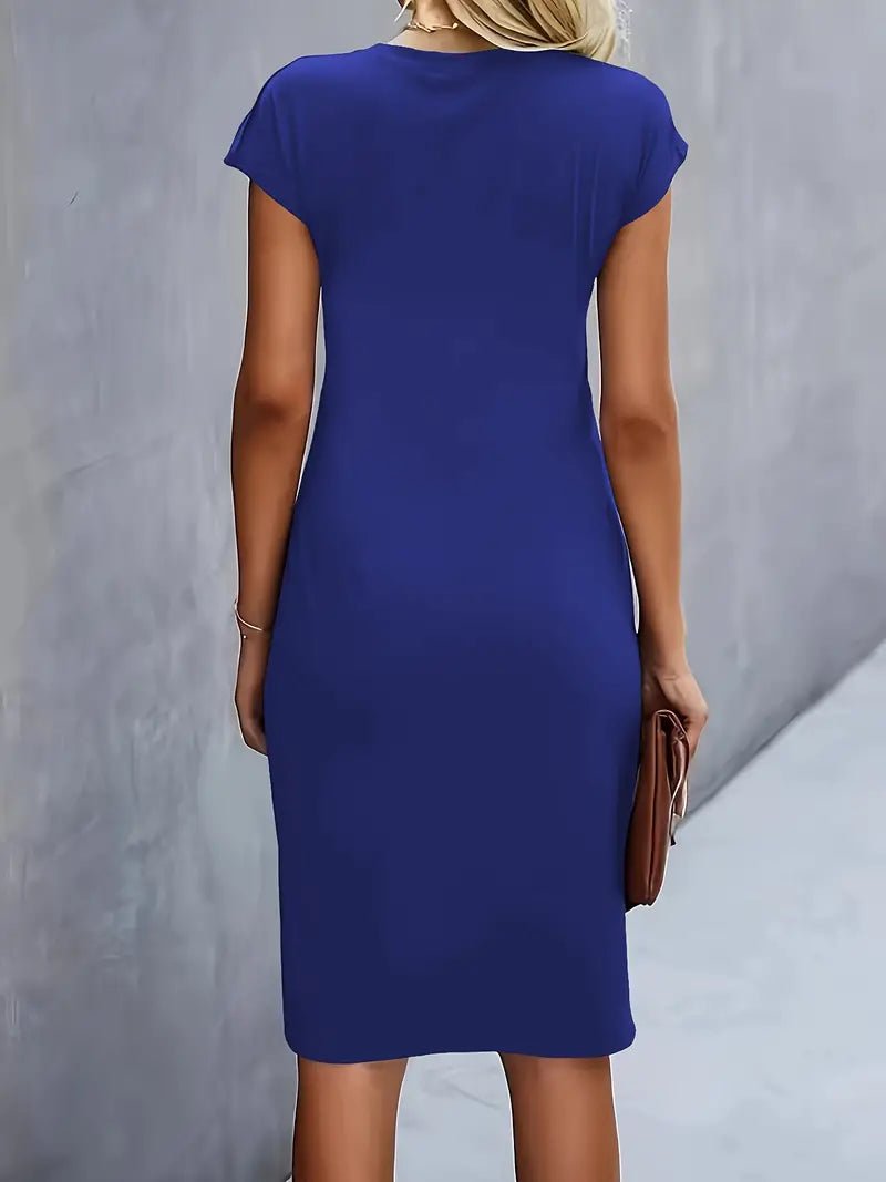 Women's Twist-Ruched Waist Cap Sleeve Bodycon Midi Dress - Variant Style 16 | Lavisa