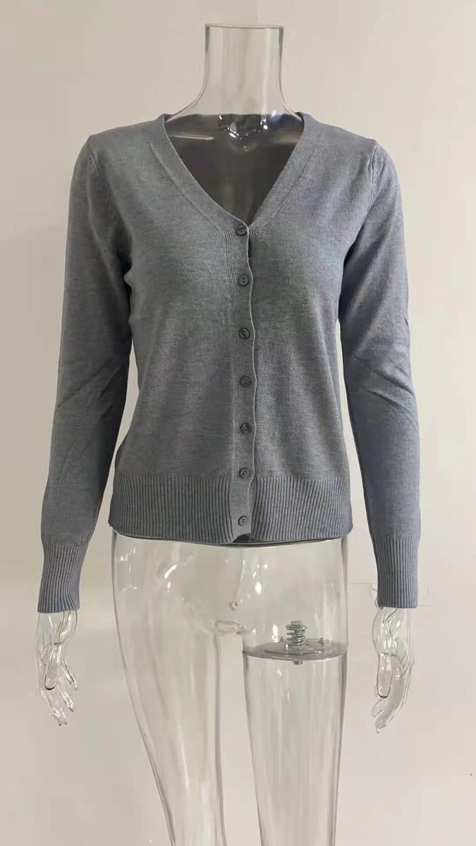 Women's V-Neck Button-Front Knit Cardigan - Variant Style 9 | Lavisa