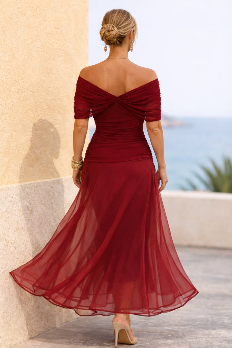 Women's V-Neck Pleated Waist Maxi Cocktail Dress - Variant Style 15 | Lavisa