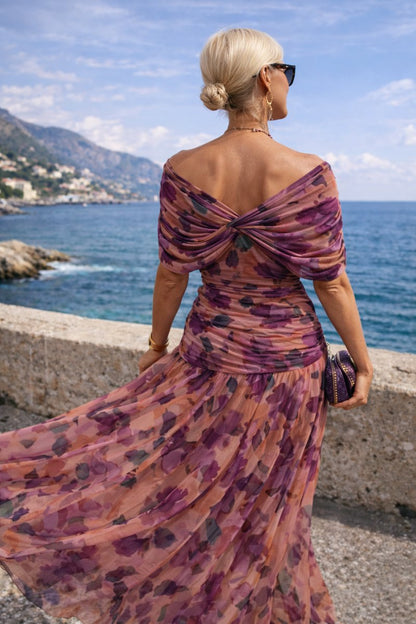 Women's V-Neck Pleated Waist Maxi Cocktail Dress - Variant Style 9 | Lavisa
