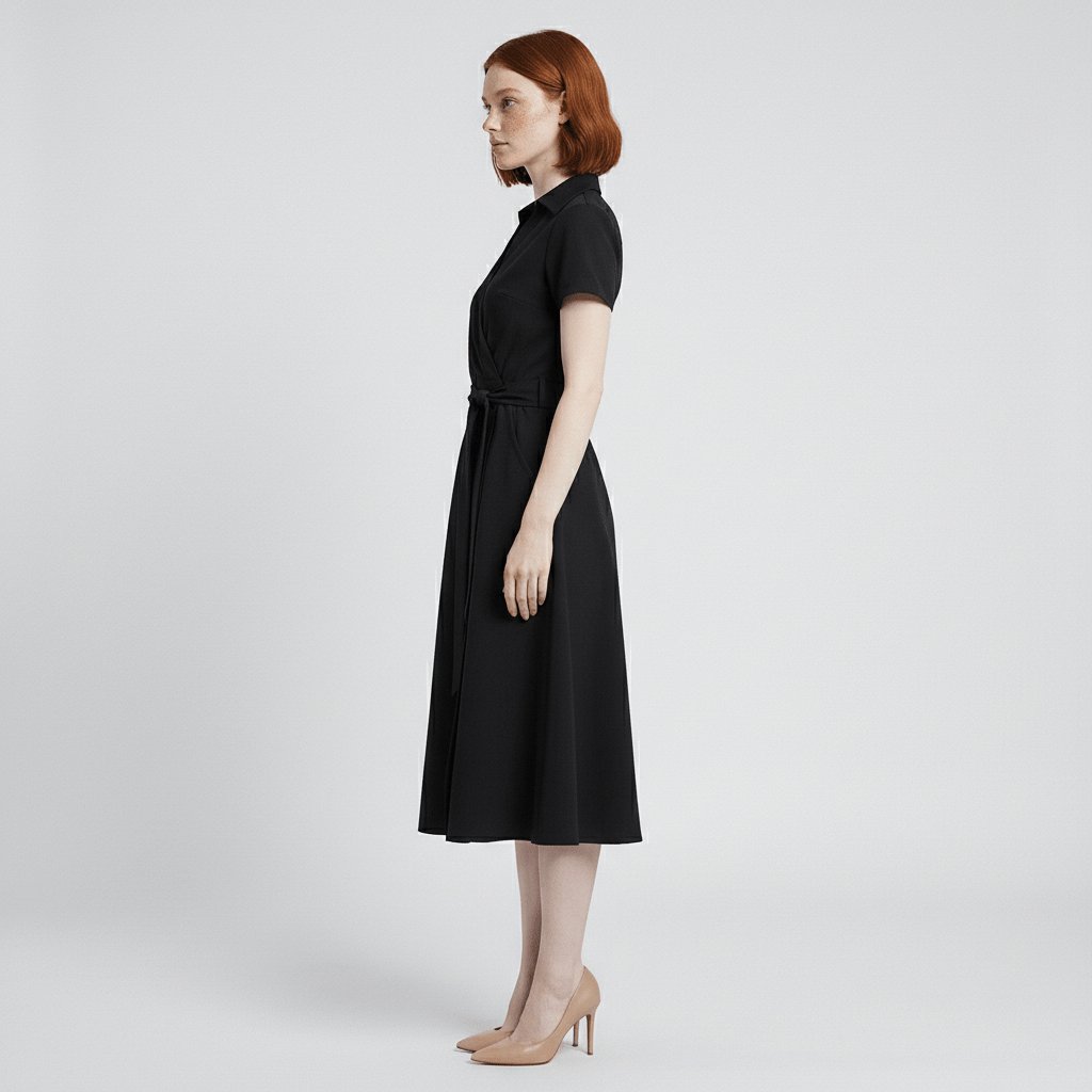 Women's V-Neck Wrap-Style A-Line Midi Dress Waist Tie - Variant Style 15 | Lavisa
