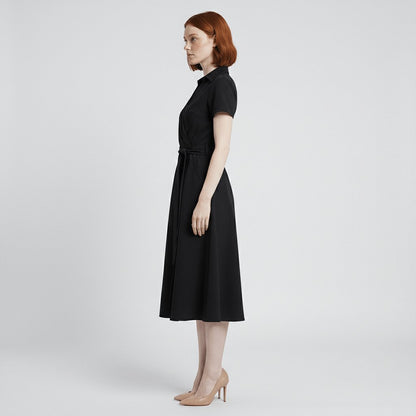 Women's V-Neck Wrap-Style A-Line Midi Dress Waist Tie - Variant Style 15 | Lavisa