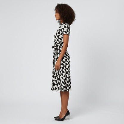 Women's V-Neck Wrap-Style A-Line Midi Dress Waist Tie - Variant Style 21 | Lavisa