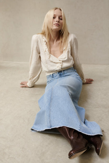 Lavisa - Vintage A-Line Denim Maxi Skirt