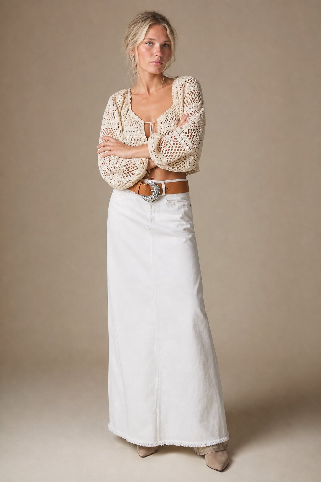 Lavisa - Vintage A-Line Denim Maxi Skirt