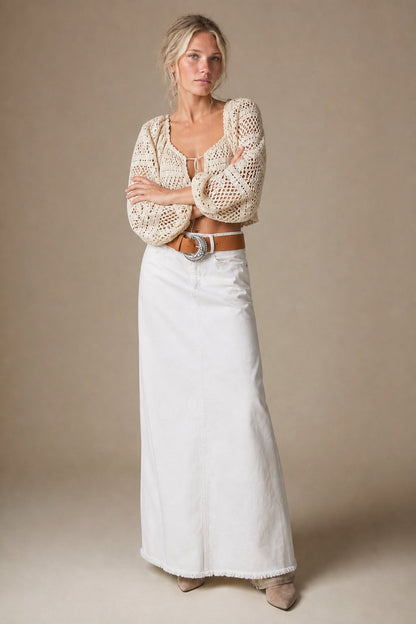 Lavisa - Vintage A-Line Denim Maxi Skirt
