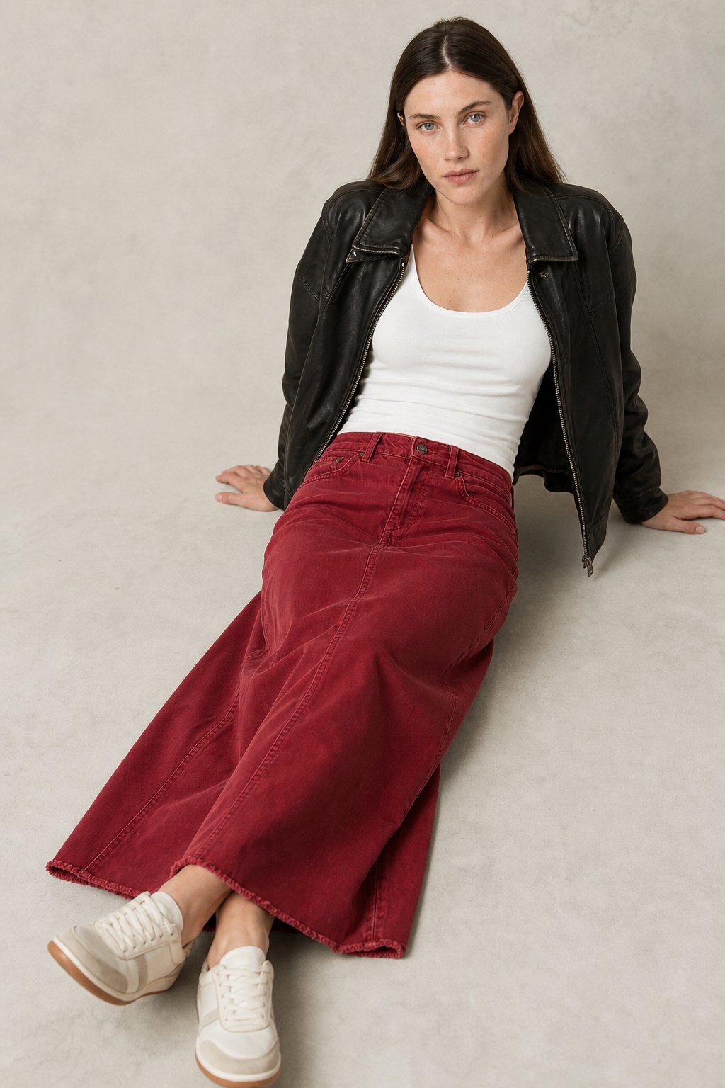 Lavisa - Vintage A-Line Denim Maxi Skirt