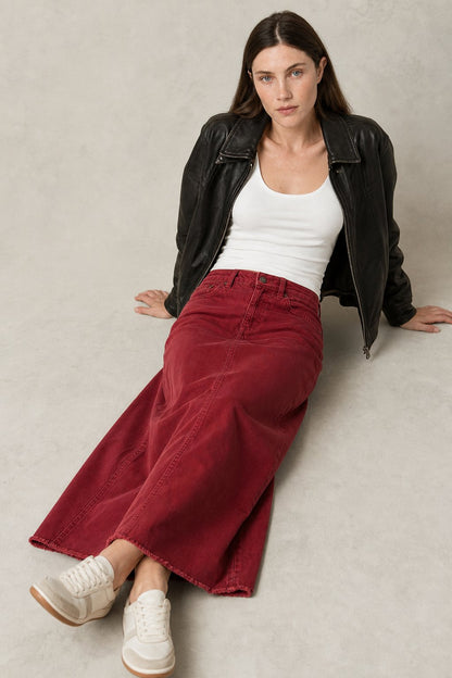 Lavisa - Vintage A-Line Denim Maxi Skirt