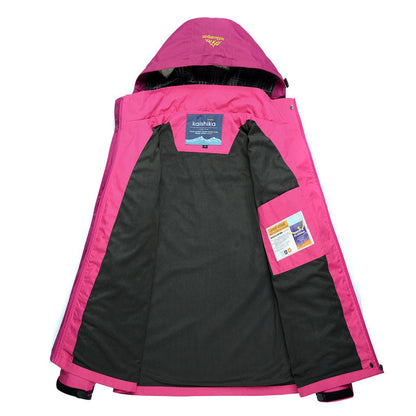 Womens Waterproof Hooded Outdoor Jacket - Side Angle | Lavisa