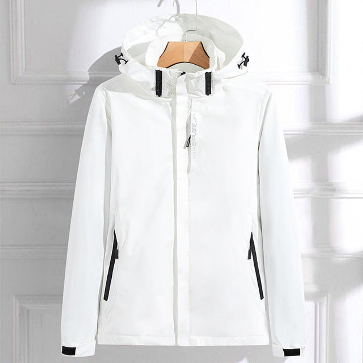 Women's Waterproof Hooded Rain Jacket Adjustable Fit - Close-Up Texture & Detail | Lavisa