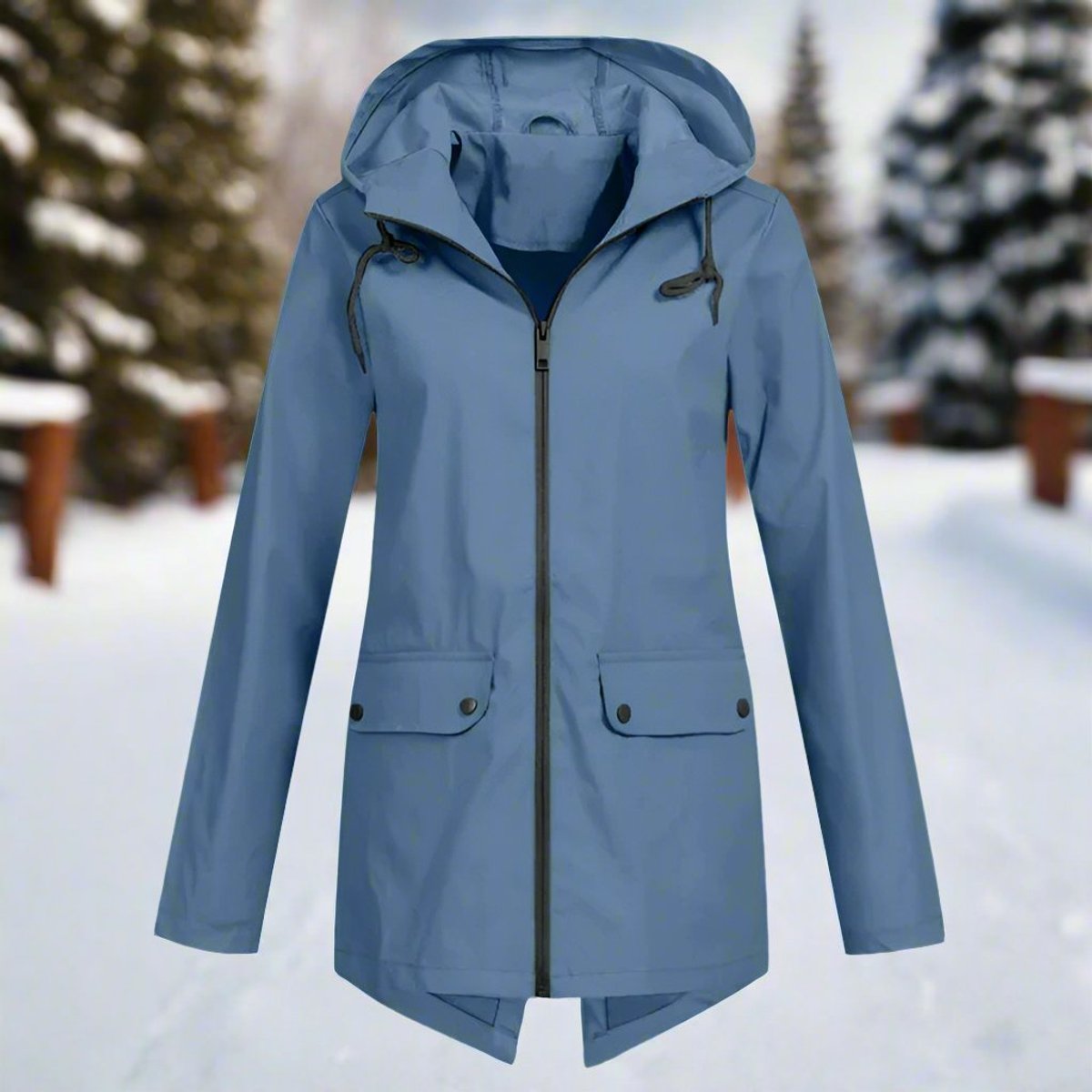 Women's Waterproof Hooded Rain Jacket Zip-Up Adjustable Cuffs Pockets - Variant Style 13 | Lavisa