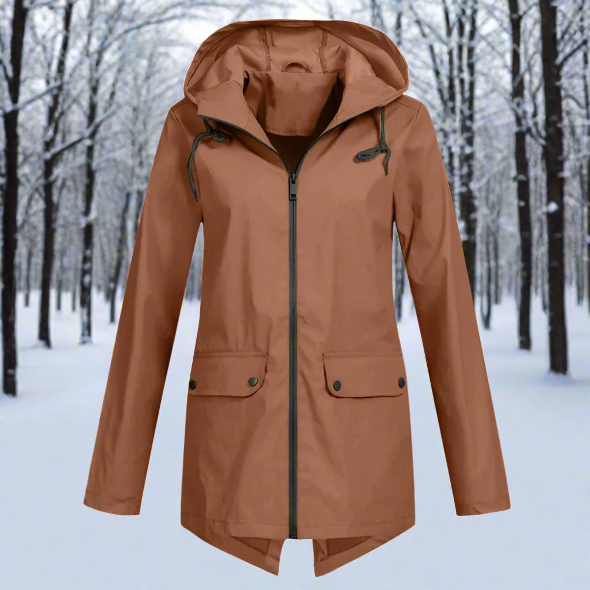 Women's Waterproof Hooded Rain Jacket Zip-Up Adjustable Cuffs Pockets - Variant Style 14 | Lavisa