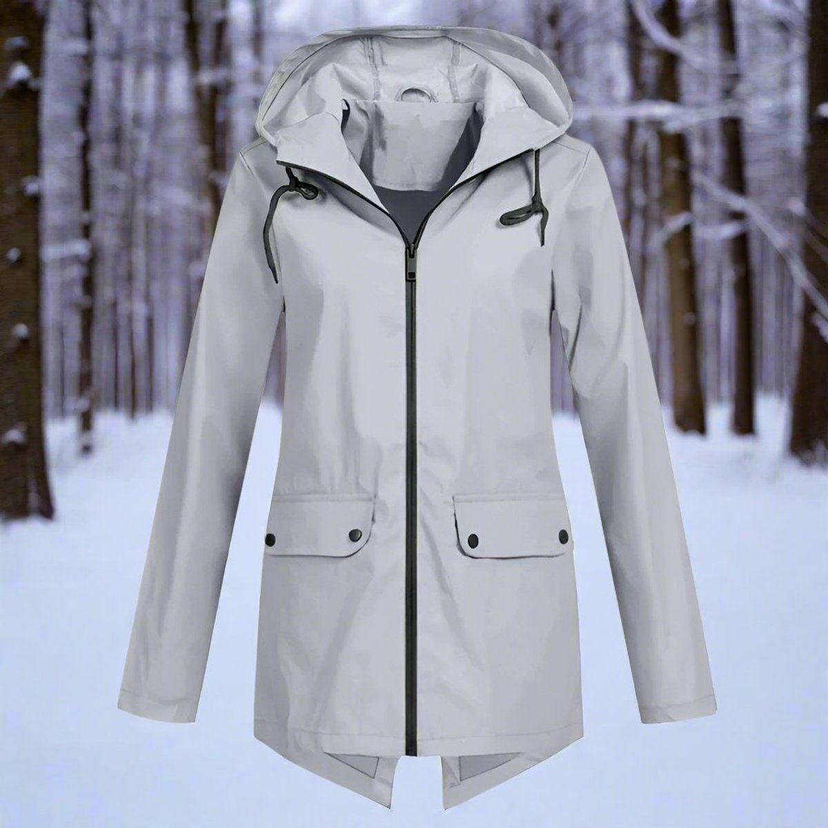 Women's Waterproof Hooded Rain Jacket Zip-Up Adjustable Cuffs Pockets - Variant Style 15 | Lavisa