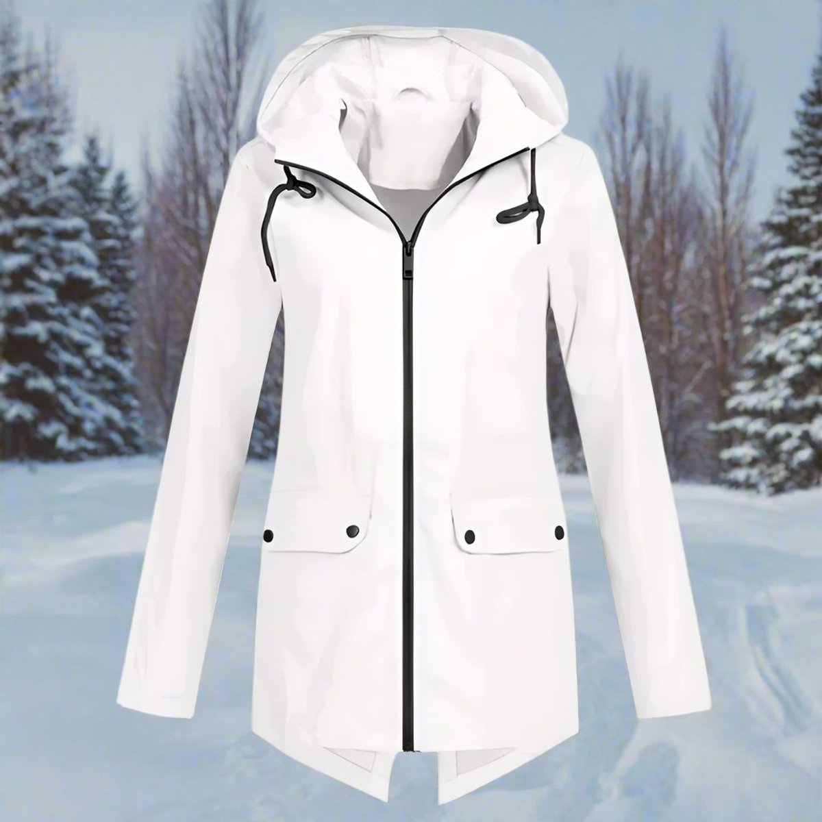 Women's Waterproof Hooded Rain Jacket Zip-Up Adjustable Cuffs Pockets - Variant Style 16 | Lavisa