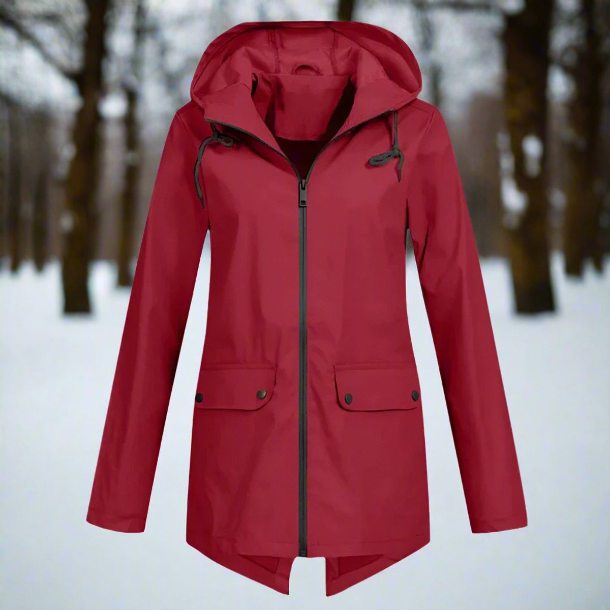 Women's Waterproof Hooded Rain Jacket Zip-Up Adjustable Cuffs Pockets - Variant Style 17 | Lavisa