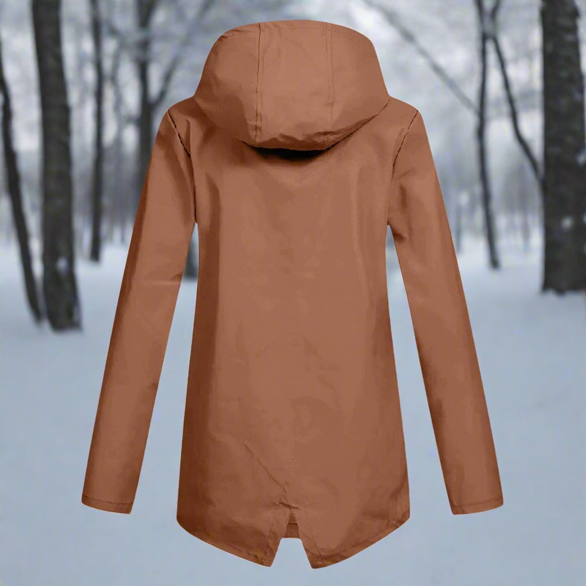 Women's Waterproof Hooded Rain Jacket Zip-Up Adjustable Cuffs Pockets - Lifestyle & Model Angle | Lavisa