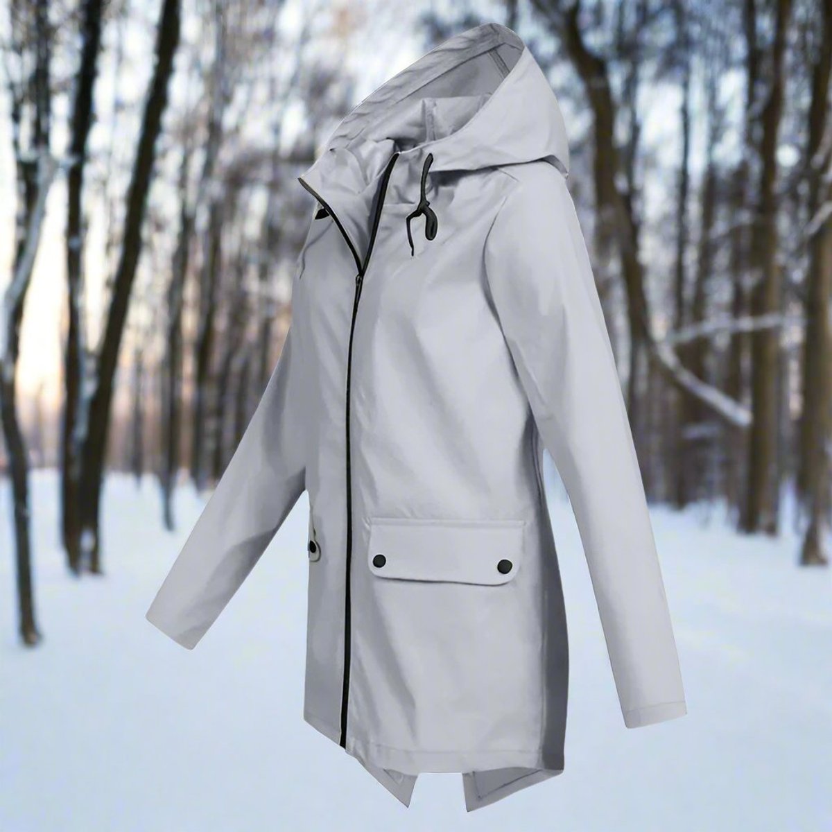 Women's Waterproof Hooded Rain Jacket Zip-Up Adjustable Cuffs Pockets - Variant Angle | Lavisa