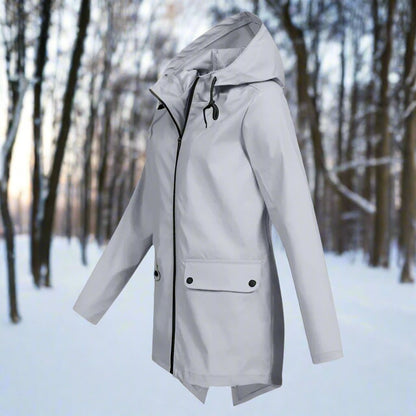 Women's Waterproof Hooded Rain Jacket Zip-Up Adjustable Cuffs Pockets - Variant Angle | Lavisa