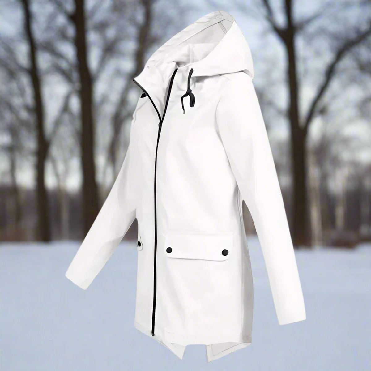 Women's Waterproof Hooded Rain Jacket Zip-Up Adjustable Cuffs Pockets - Variant Style 9 | Lavisa
