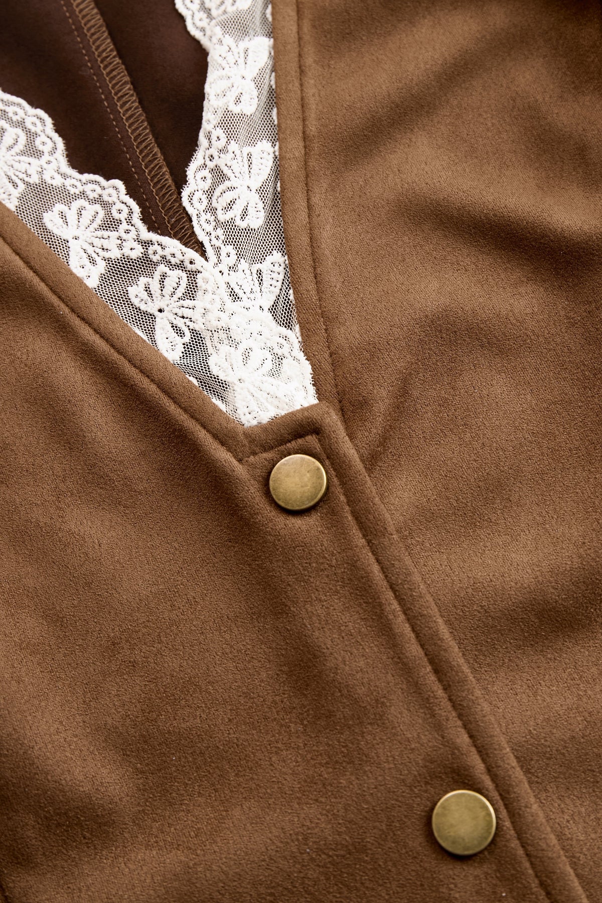 Women's Western Lace Long-Sleeve V-Neck Fitted Snap-Button Blouse - Variant Angle | Lavisa