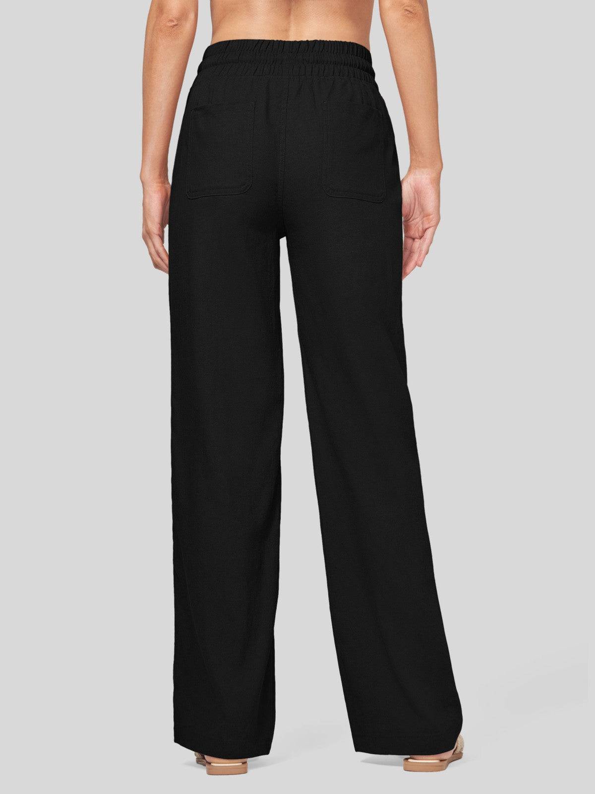 Lavisa - Women's Cotton Linen Wide Leg Drawstring Pants