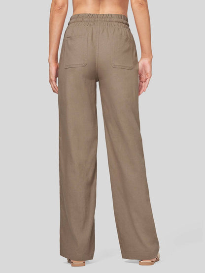 Lavisa - Women's Cotton Linen Wide Leg Drawstring Pants