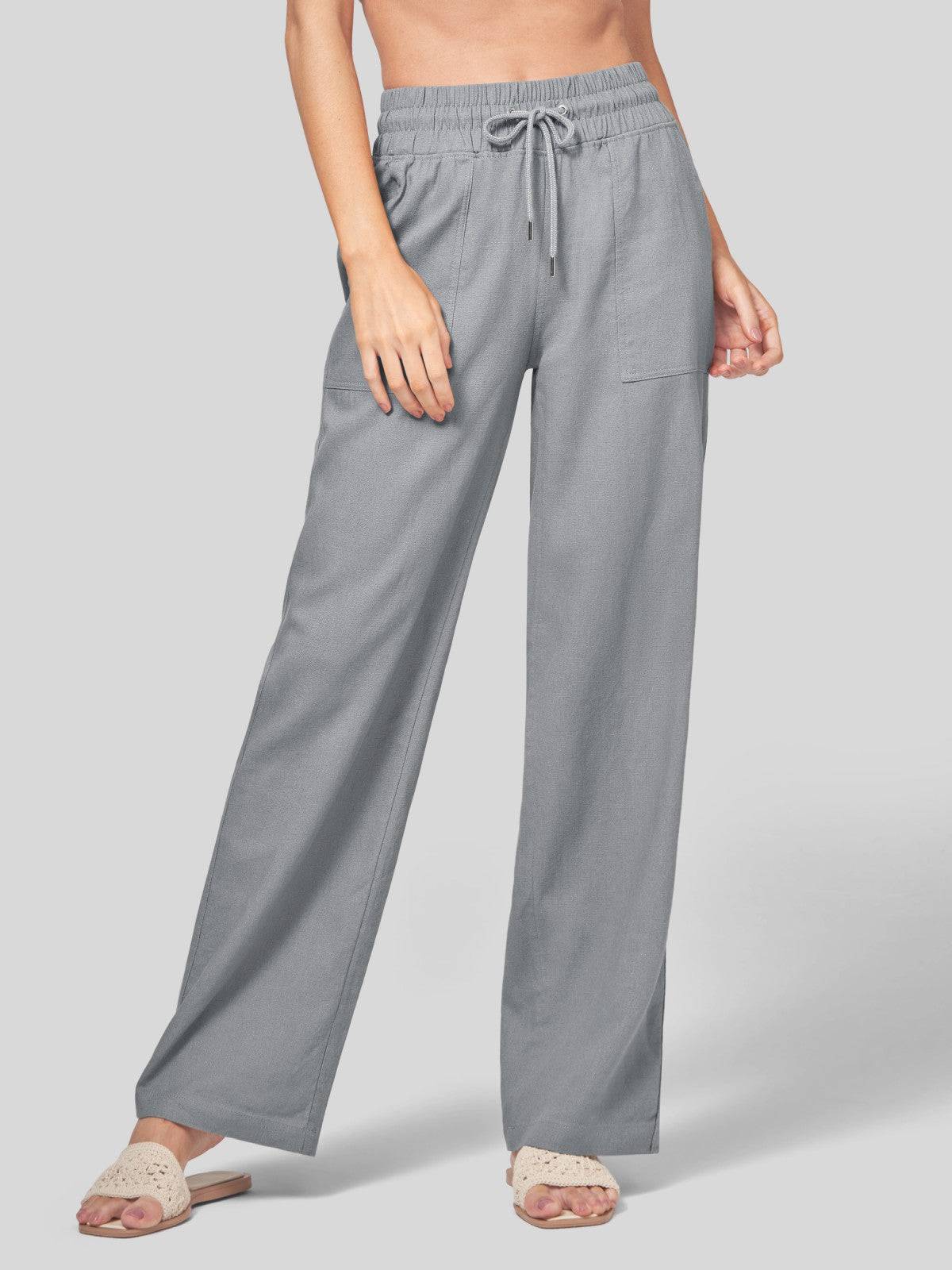 Lavisa - Women's Cotton Linen Wide Leg Drawstring Pants