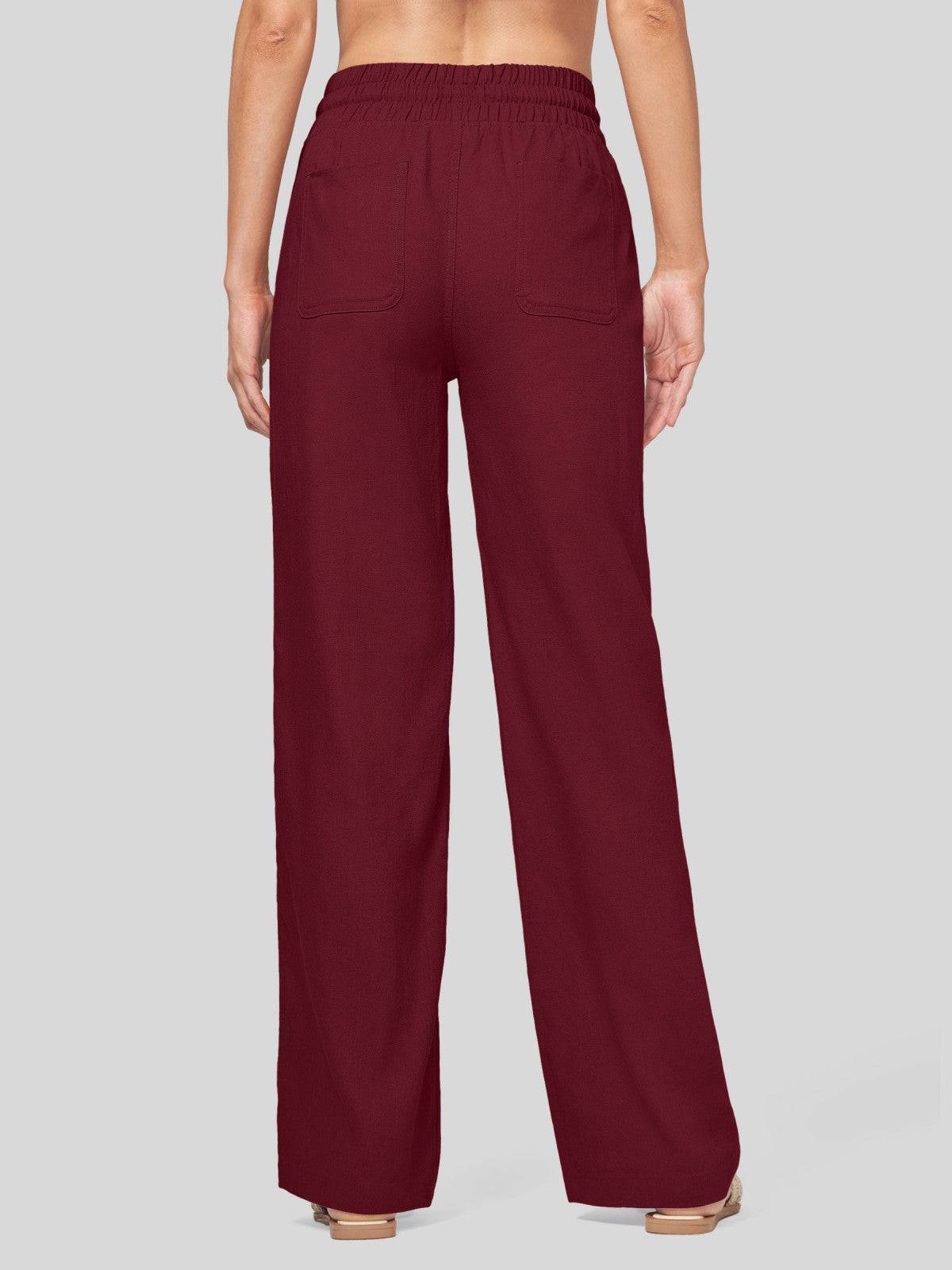 Lavisa - Women's Cotton Linen Wide Leg Drawstring Pants