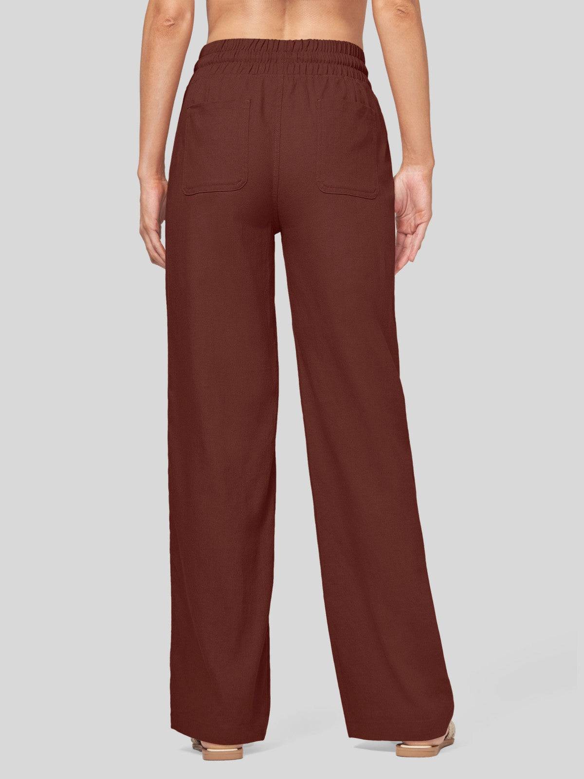 Lavisa - Women's Cotton Linen Wide Leg Drawstring Pants
