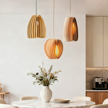 Lavisa - Rustic Handmade Wood Slat Pendant Light