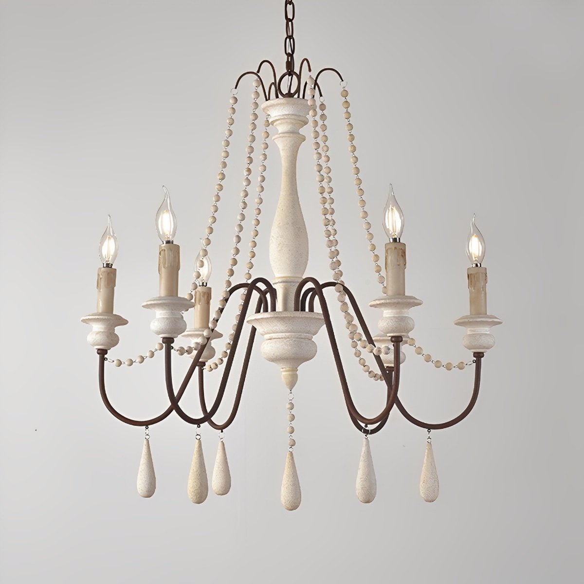 Lavisa - Rustic Wooden Candle Chandelier Ceiling Light