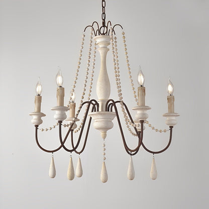 Lavisa - Rustic Wooden Candle Chandelier Ceiling Light