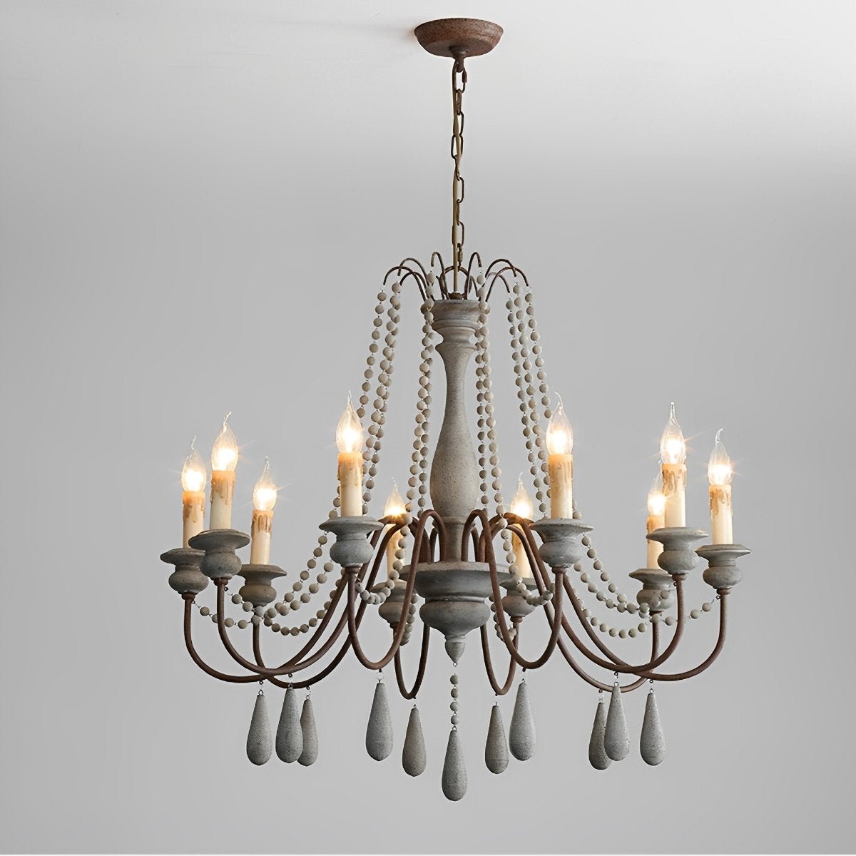 Lavisa - Rustic Wooden Candle Chandelier Ceiling Light