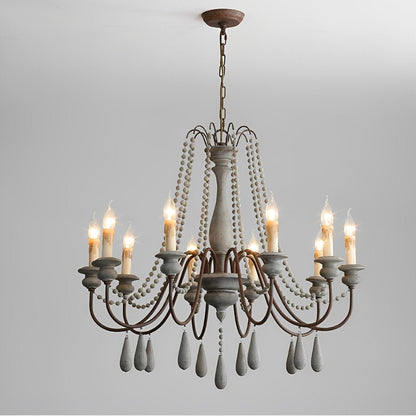 Lavisa - Rustic Wooden Candle Chandelier Ceiling Light