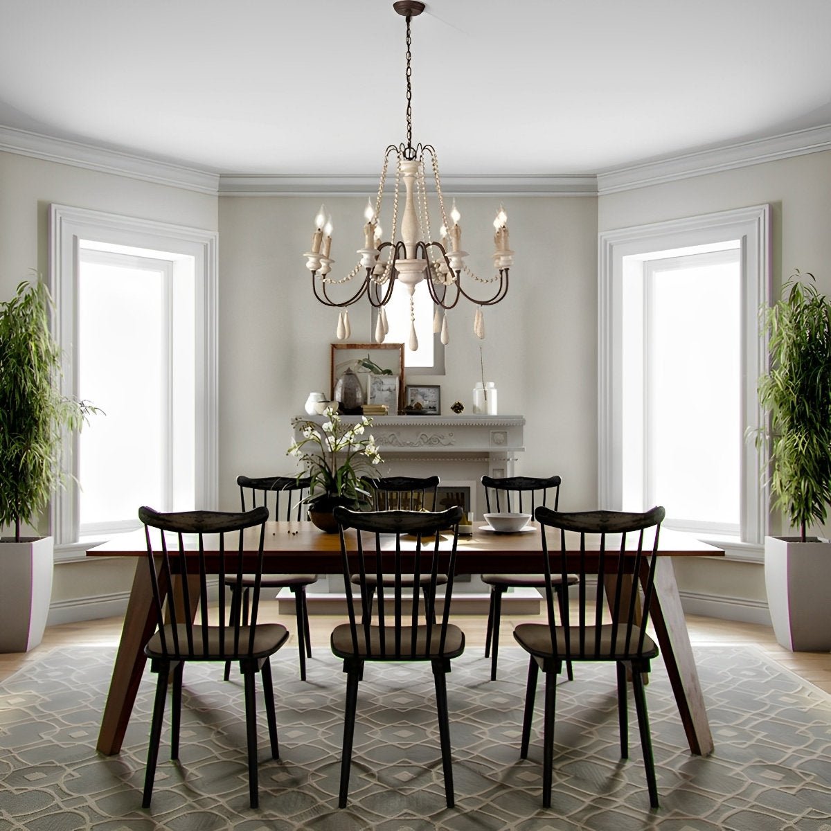 Lavisa - Rustic Wooden Candle Chandelier Ceiling Light