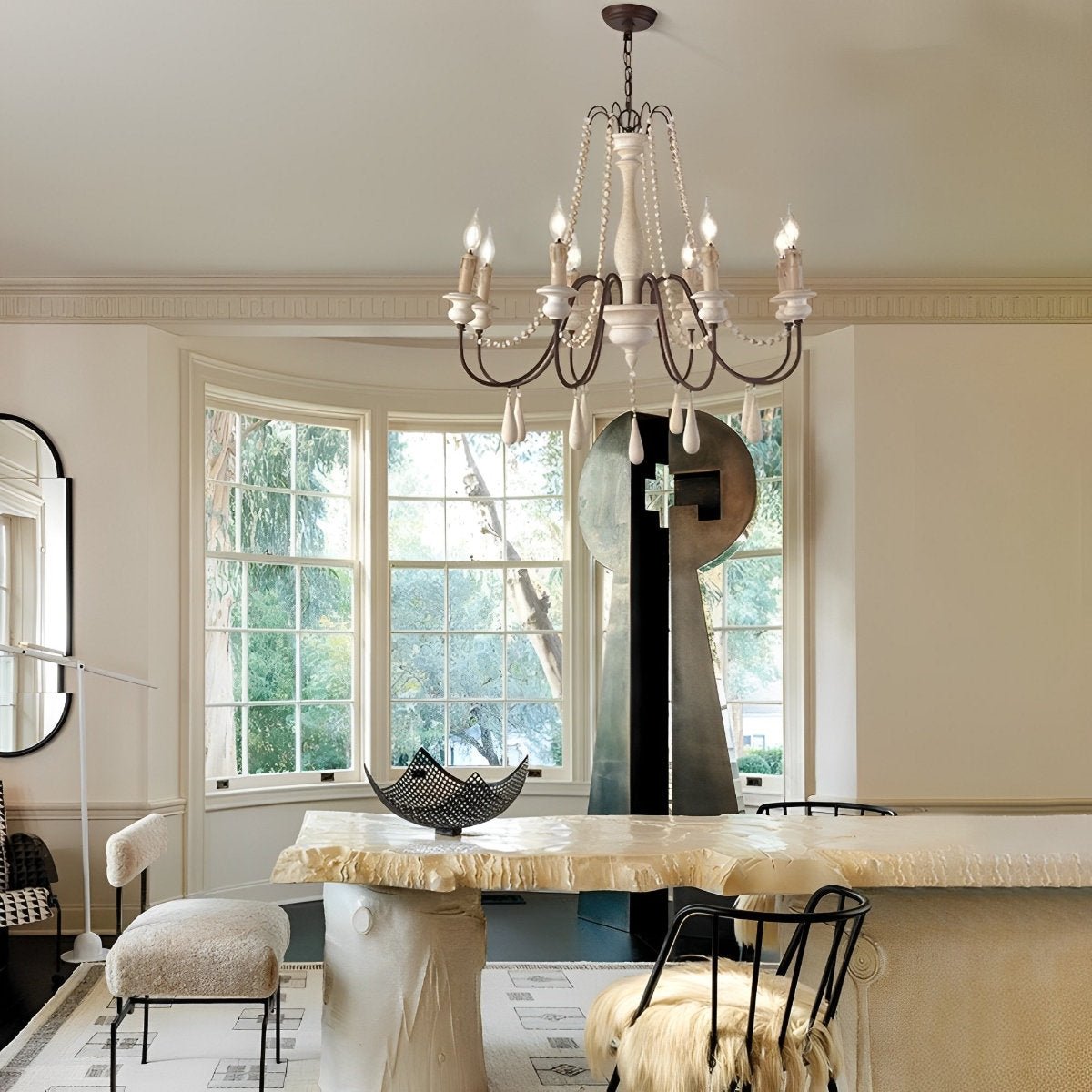 Lavisa - Rustic Wooden Candle Chandelier Ceiling Light