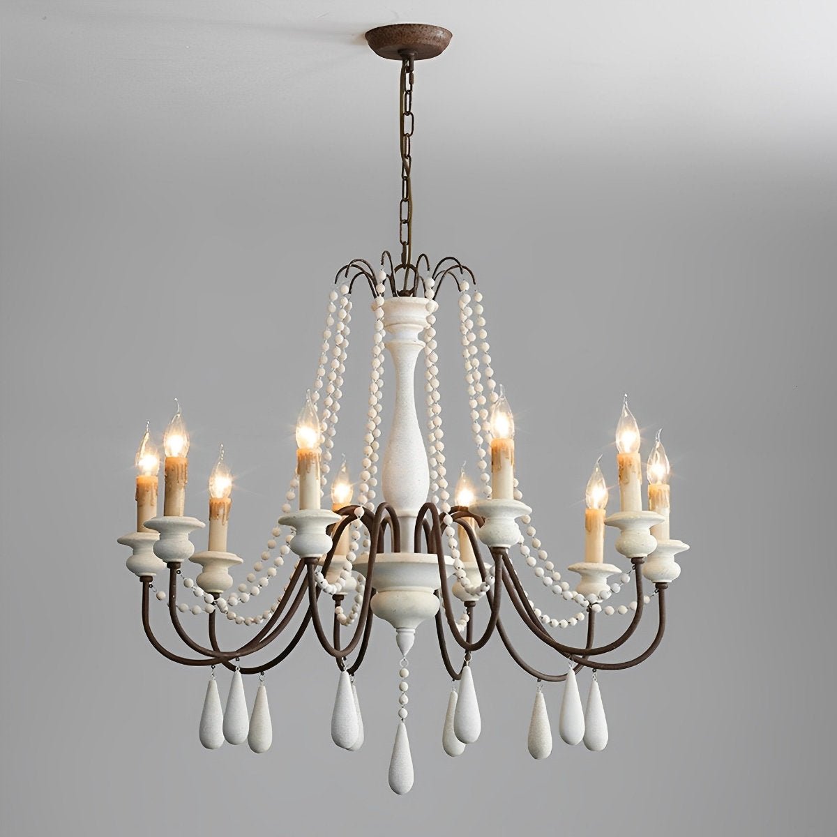 Lavisa - Rustic Wooden Candle Chandelier Ceiling Light