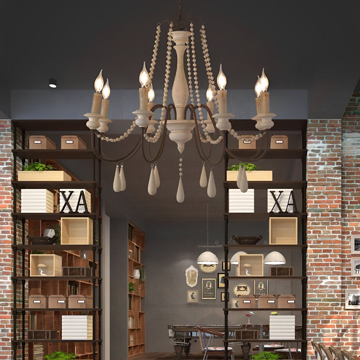 Lavisa - Rustic Wooden Candle Chandelier Ceiling Light