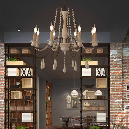 Lavisa - Rustic Wooden Candle Chandelier Ceiling Light