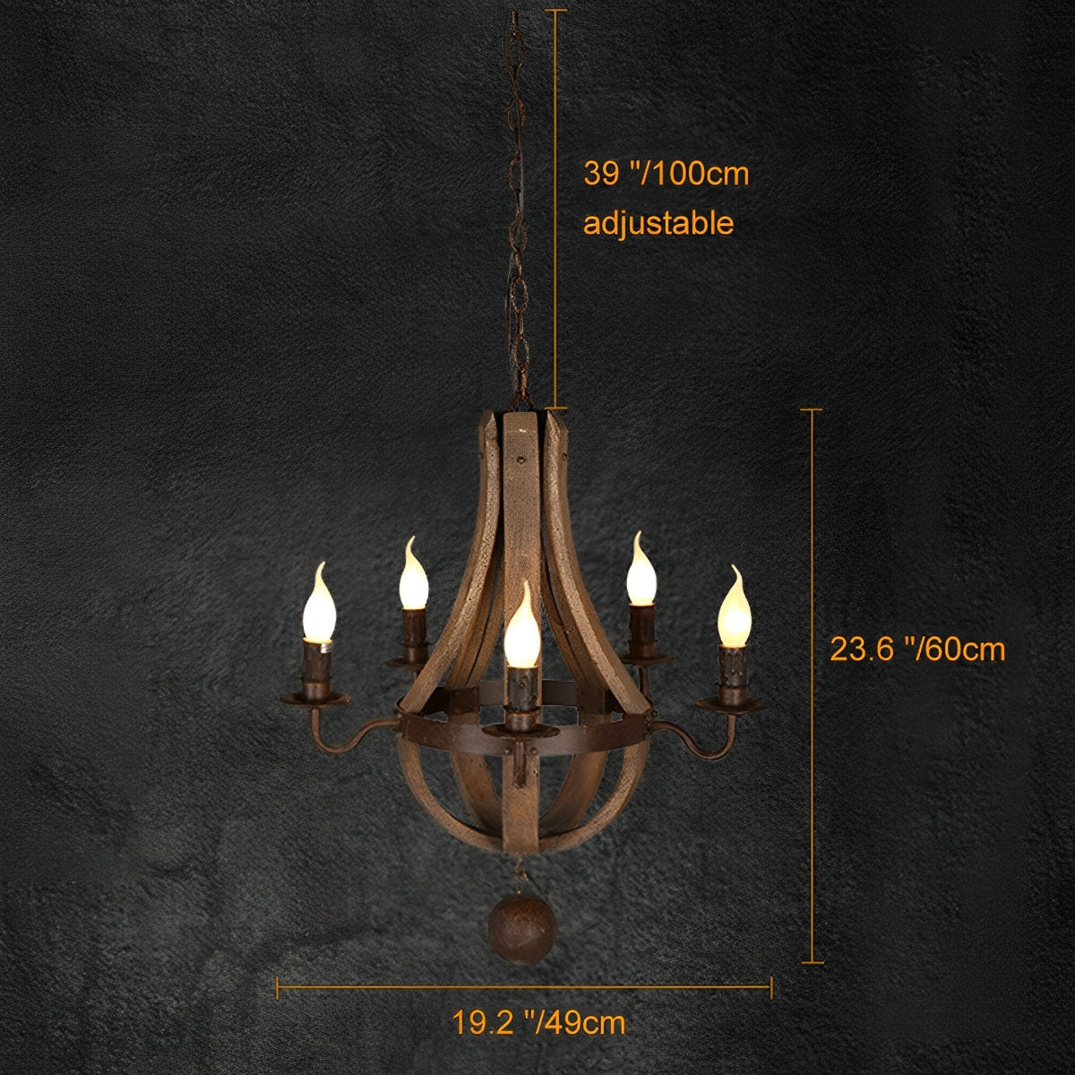 Lavisa - Rustic Wood Candle Chandelier Pendant Light