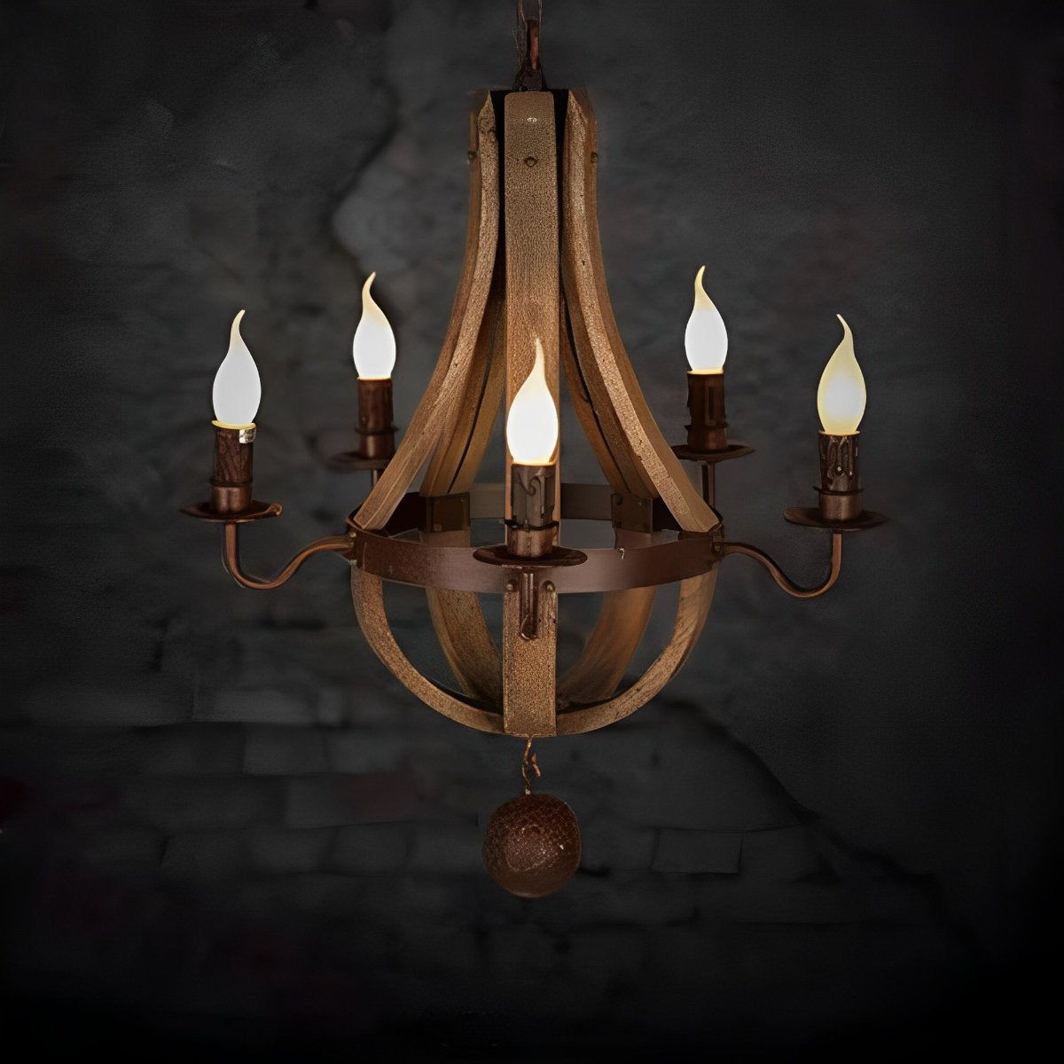 Lavisa - Rustic Wood Candle Chandelier Pendant Light