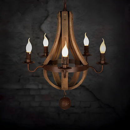 Lavisa - Rustic Wood Candle Chandelier Pendant Light