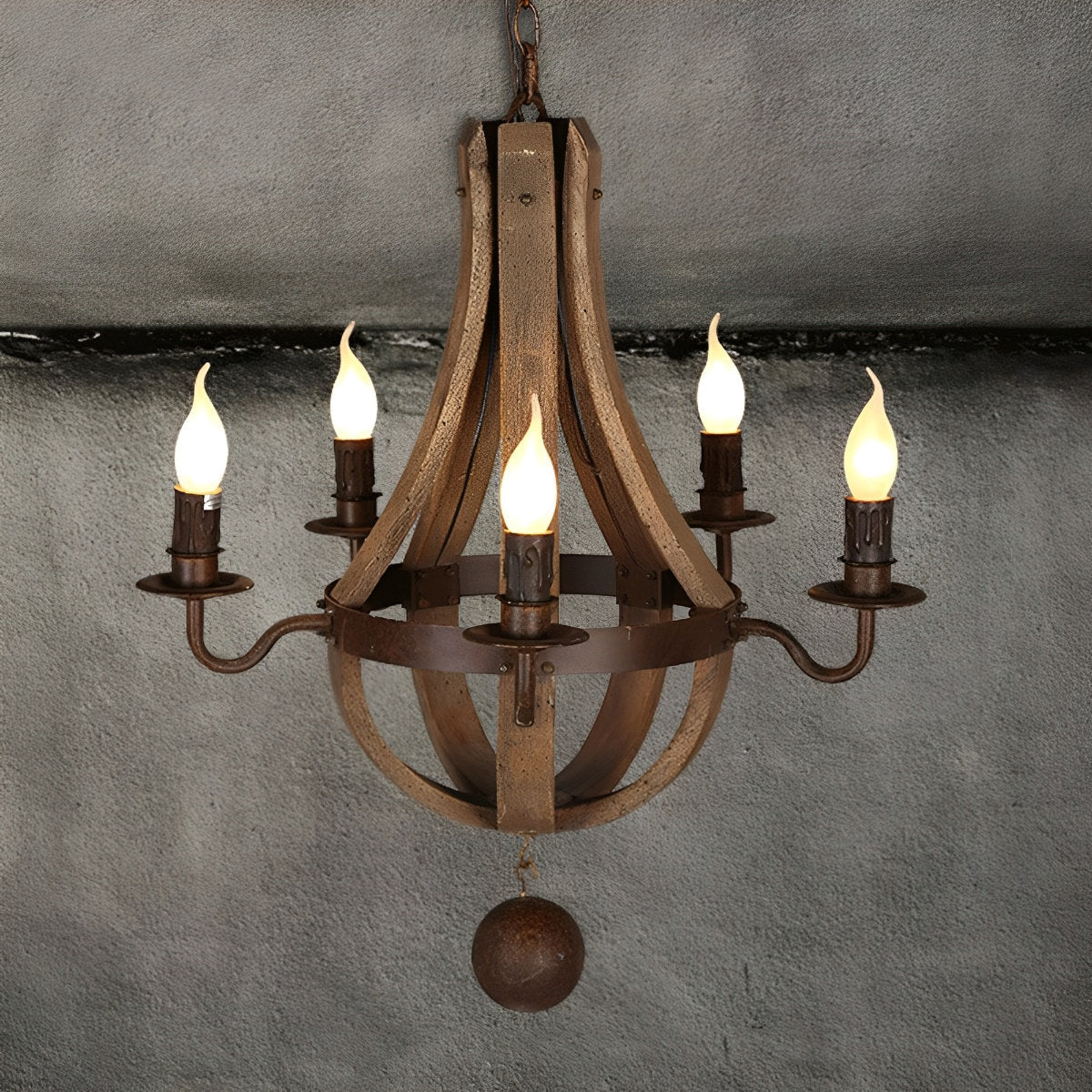 Lavisa - Rustic Wood Candle Chandelier Pendant Light
