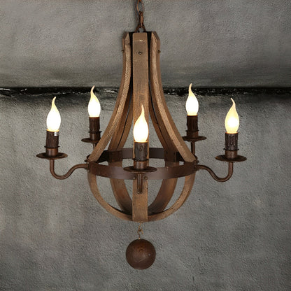 Lavisa - Rustic Wood Candle Chandelier Pendant Light