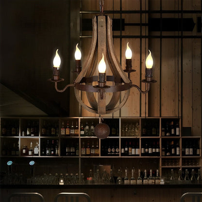Lavisa - Rustic Wood Candle Chandelier Pendant Light