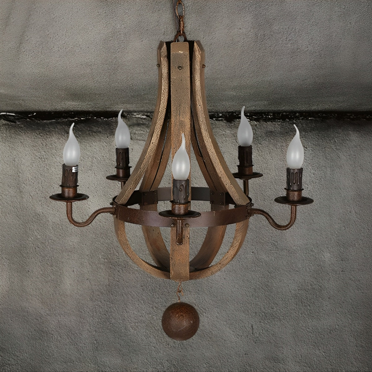 Lavisa - Rustic Wood Candle Chandelier Pendant Light