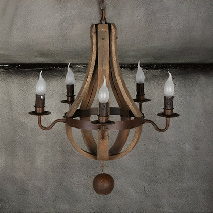 Lavisa - Rustic Wood Candle Chandelier Pendant Light