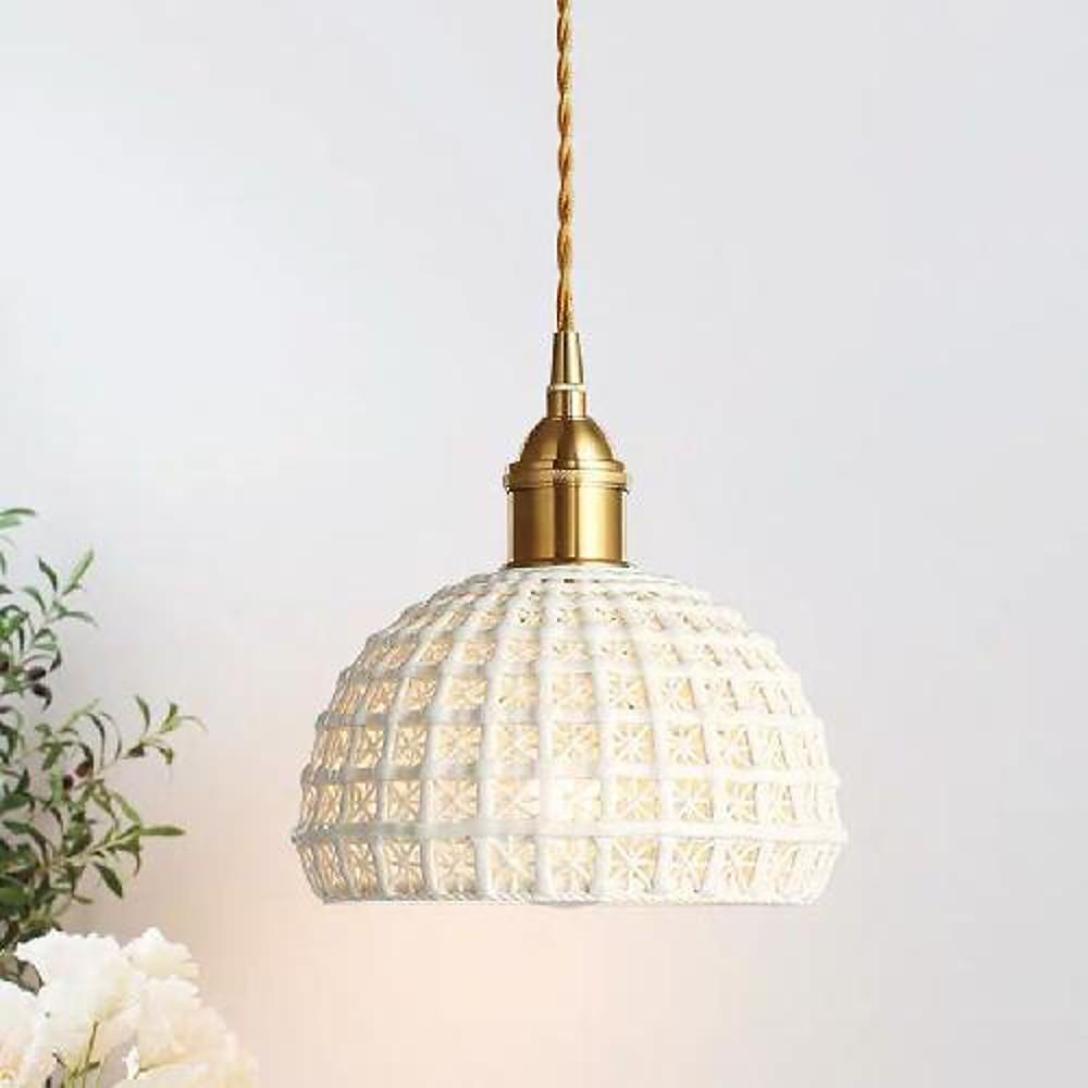 Lavisa - Ceramic Semi Globe Pendant Light with Brass Finish